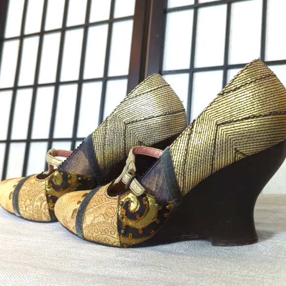 2/20 Kensie patchwork wedge shoes size 8.5 - Picture 4 of 7